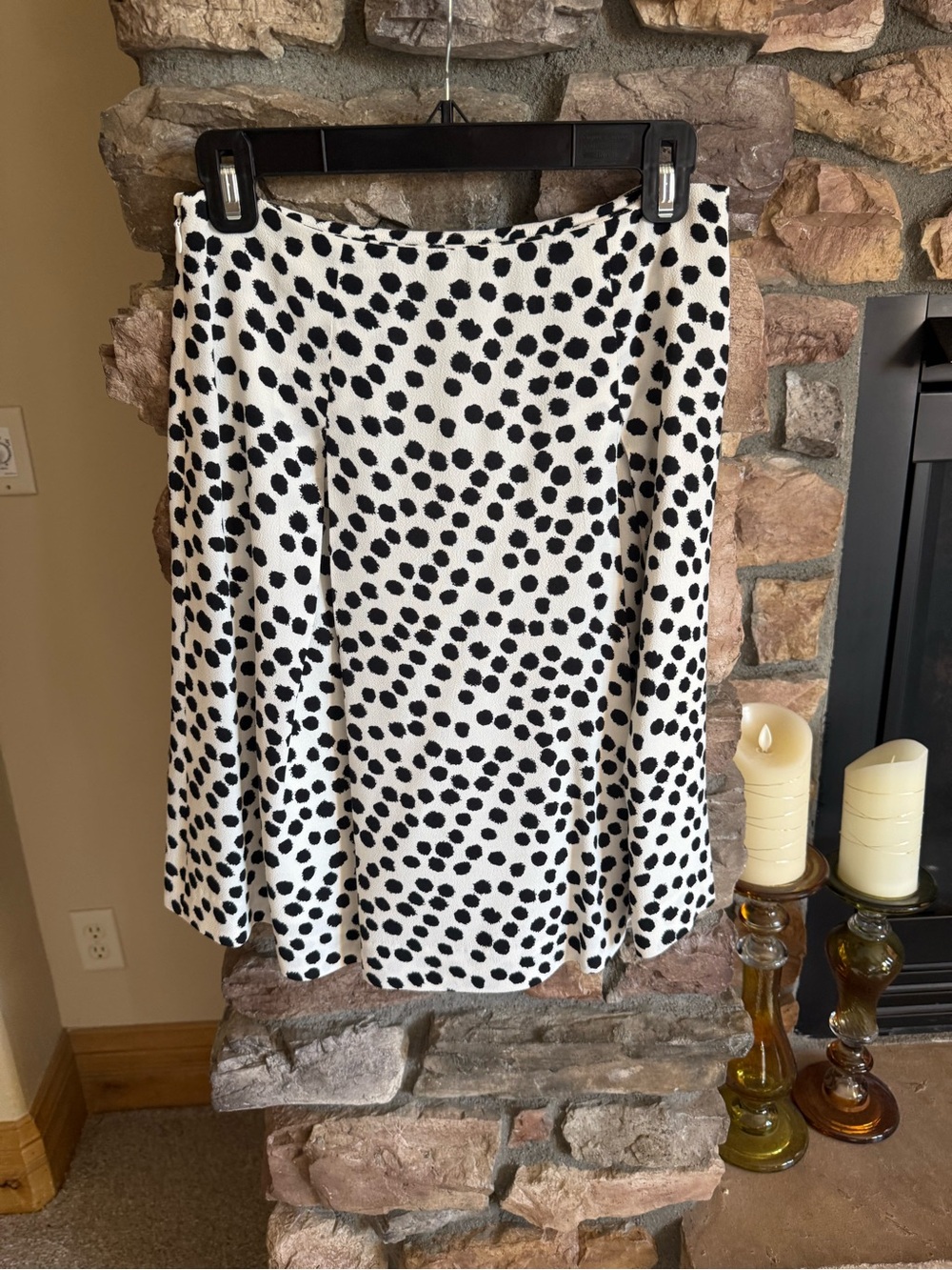 LOF White & Black Polka Dot A-Line Skirt